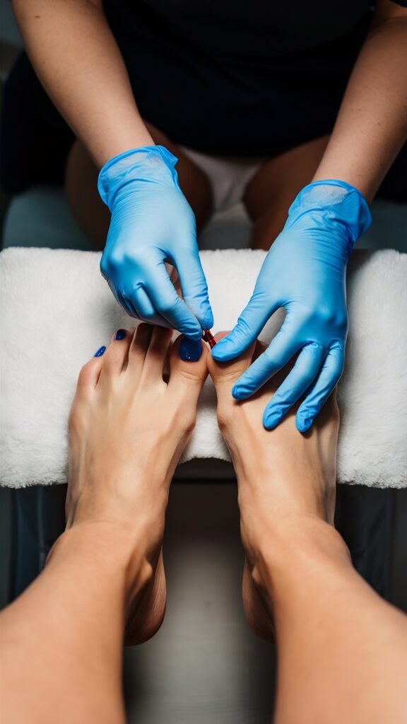 Home salon pedicure foot care treatment and nail the process of professional pedicures master in bl